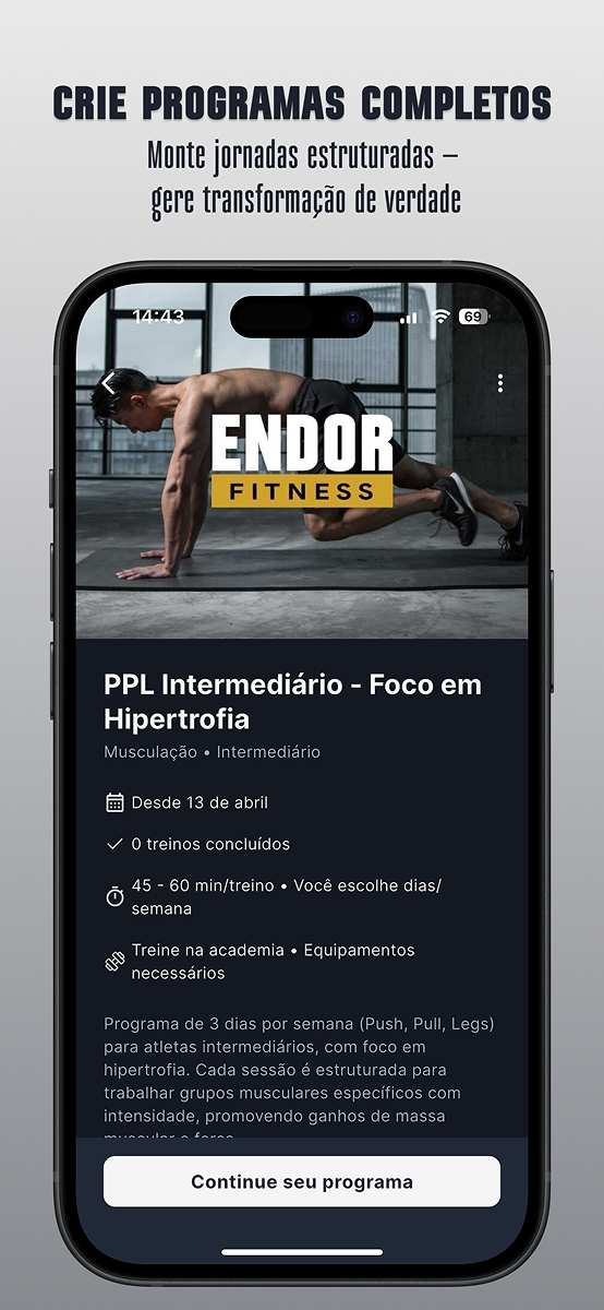Interface do Endor Fitness para personal trainers - Tela 10