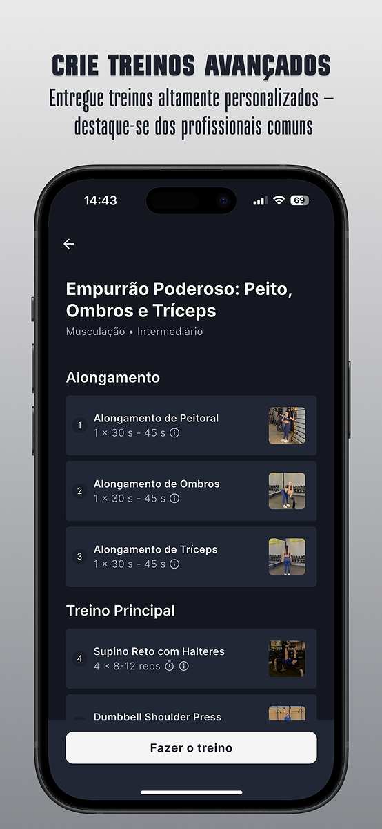 Interface do Endor Fitness para personal trainers - Tela 3
